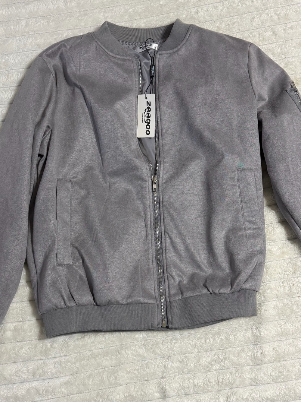 zeagoo Men's Light Grey Bomber Jacket